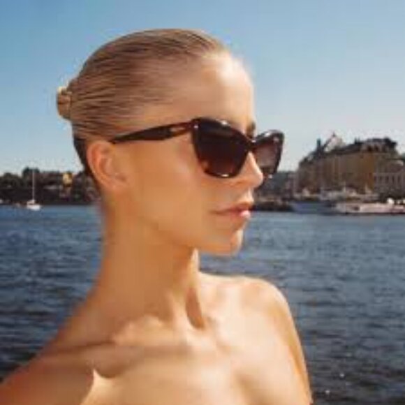 MaxMara LOGO14 MM0063 21G Sunglasses White Cat Eye Frame, Brown Mirror Lenses - Picture 6 of 12